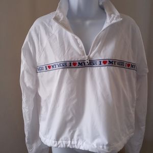-White Vans Windbreaker Crop Top